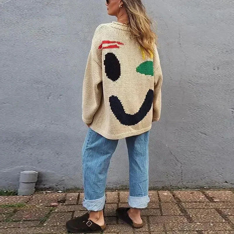 Übergroßer Strickpullover Damen Oversized