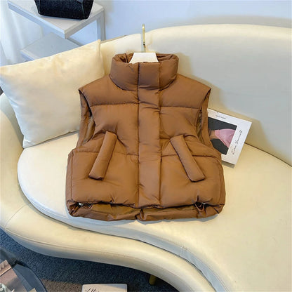 Damen Steppweste Warm Elegant Lang