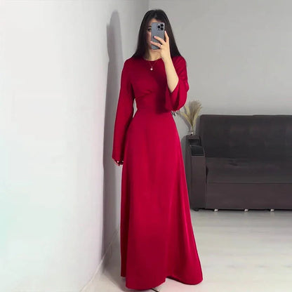 Elegantes Damen Maxikleid Langärmlig Tailliert
