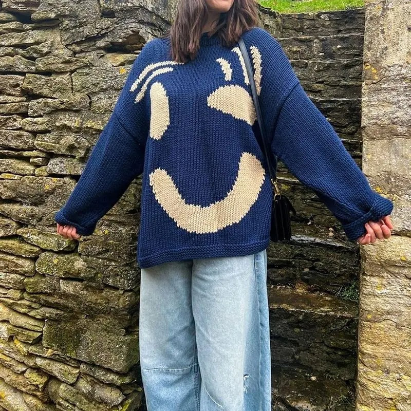 Übergroßer Strickpullover Damen Oversized