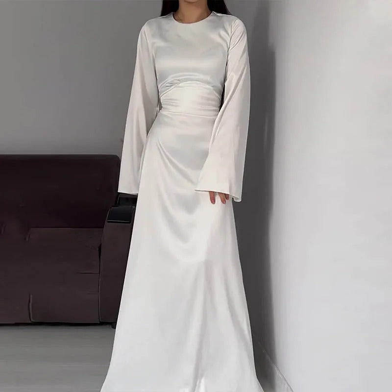 Elegantes Damen Maxikleid Langärmlig Tailliert
