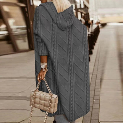Langarm Cardigan Damen Kapuze Oversized