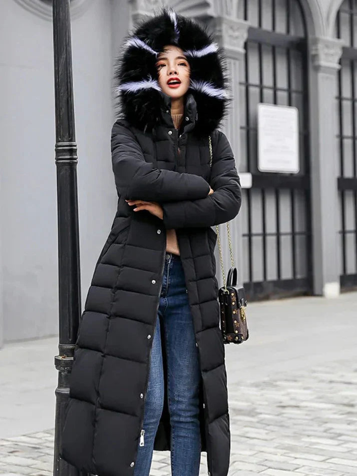 Langer Damen Wintermantel Warm Elegant Gürtel