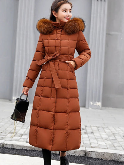 Damen Wintermantel Lang Gürtel Warm - IdealeKleiden