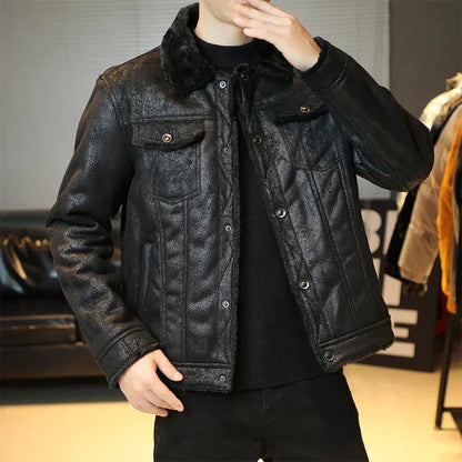 Lederjacke Bomber Stil Herren Casual