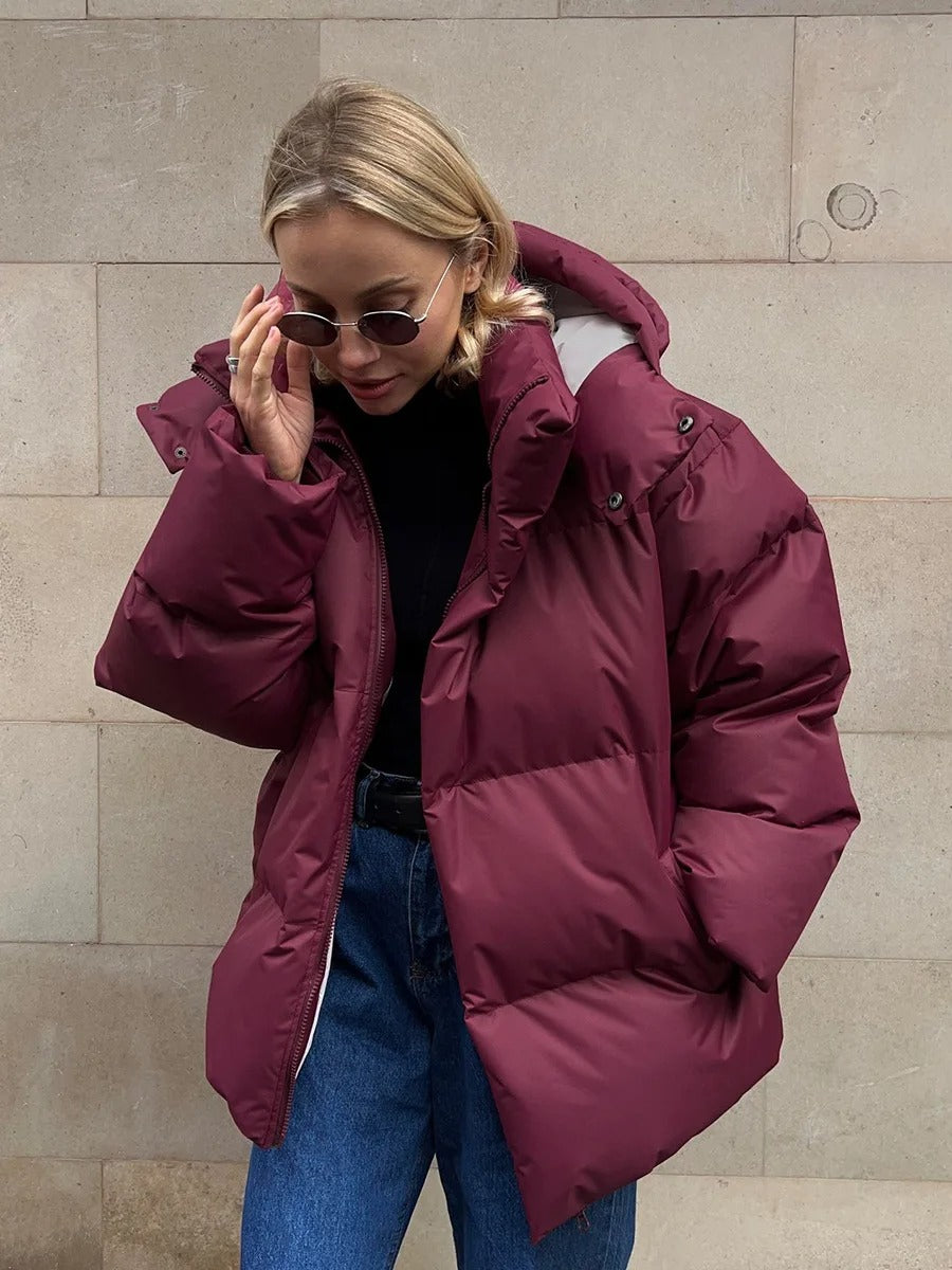 Modische Frauenjacke Kurz Kapuzenstyle