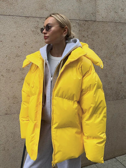 Kurze Winterjacke mit Kapuze und Weichfutter - IdealeKleiden
