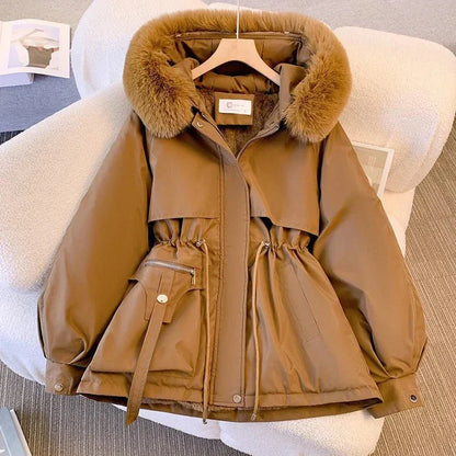Elegante Daunenwinterjacke mit Kunstfellkragen Damen
