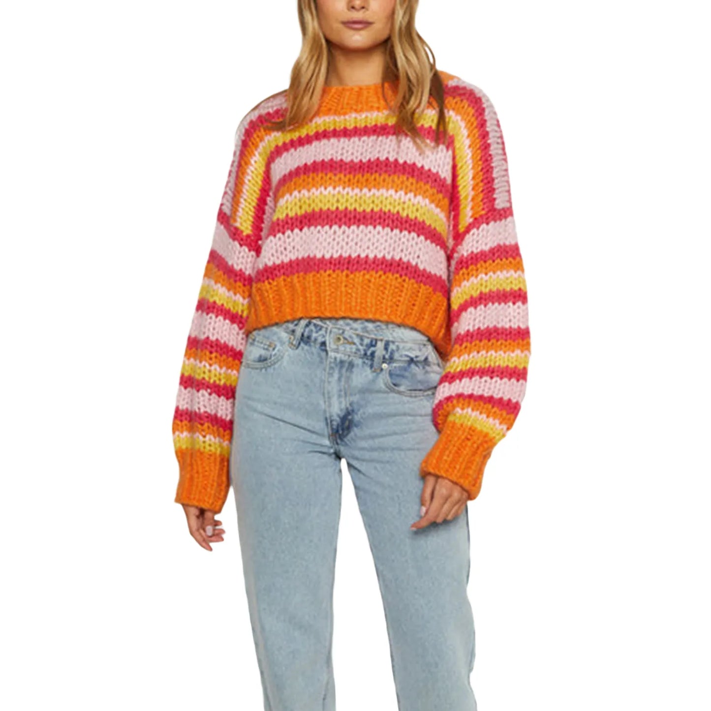 Damen Oversized Pullover Streifenmuster Großzügig