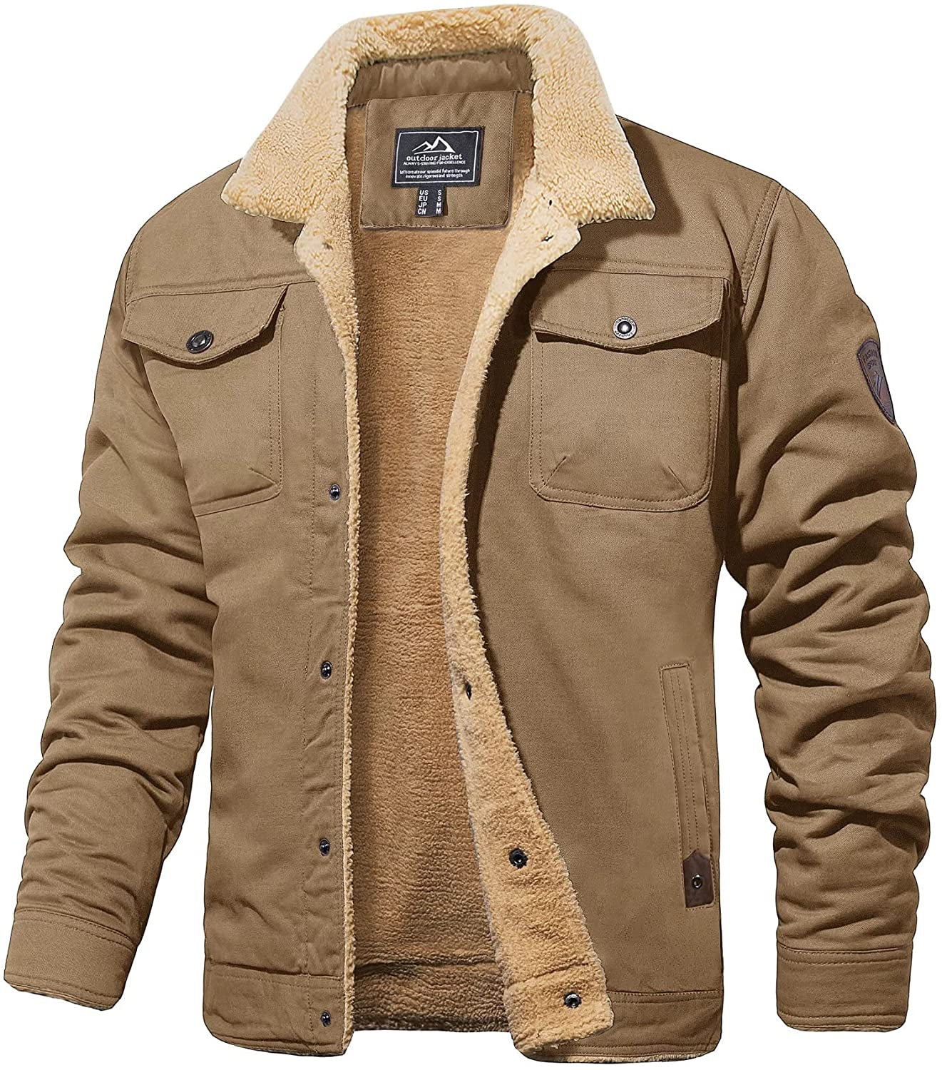 Warme Winterjacke Sherpa-Futter Wasserdicht Robust