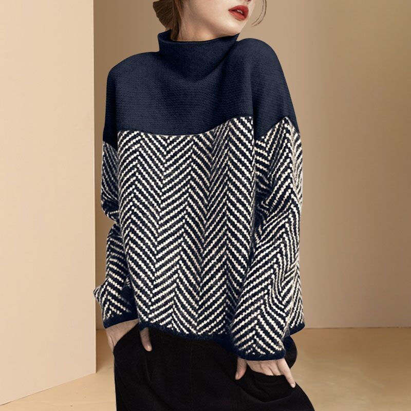 Stylischer Streifen Pullover Langärmlig