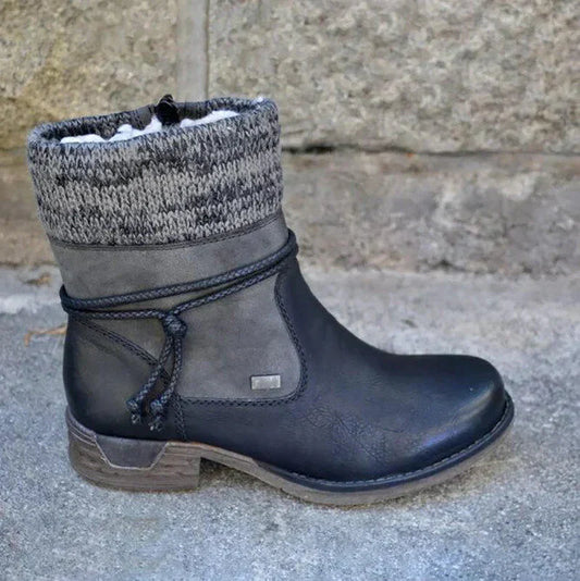 Stilvolle Stiefel Vintage Look Niedriger Absatz - IdealeKleiden
