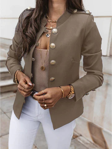 Modische Militärjacke Damen Knopffront
