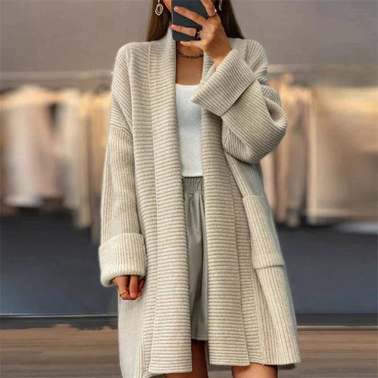 Übergrößte Strickjacke Offene Vorderseite - IdealeKleiden