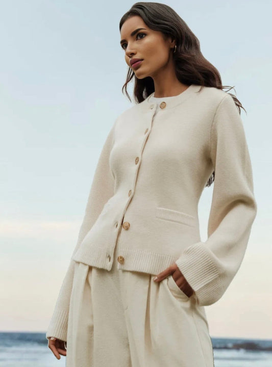 Damenschal Strickjacke Rundhals Weich Bequem - IdealeKleiden