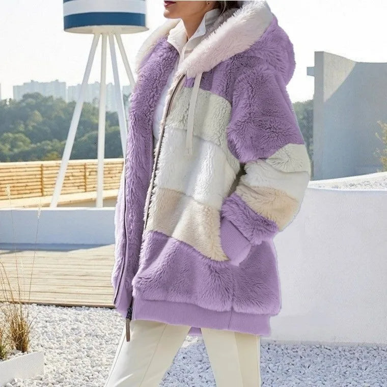 Damen Winterjacke Bunt Kapuze