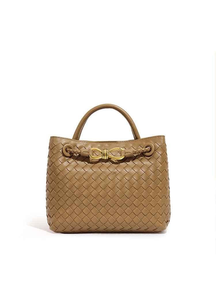 Geflochtene Einkaufstasche Elegant Gold Akzent