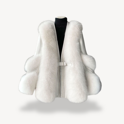 Kunstpelz Mantel Damen Lang Elegant