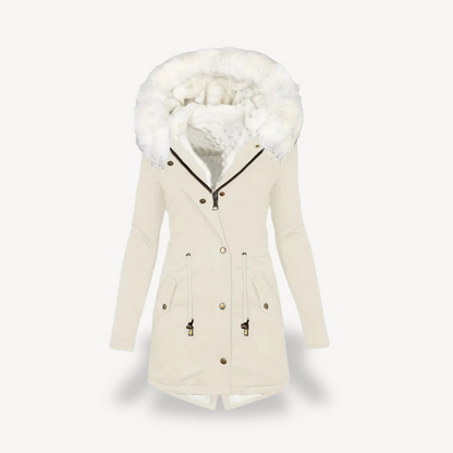 Damen Kunstpelz Parka Mantel Winterjacke