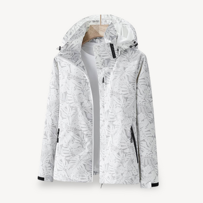 Wasserdichte Regenjacke Damen Blättermuster