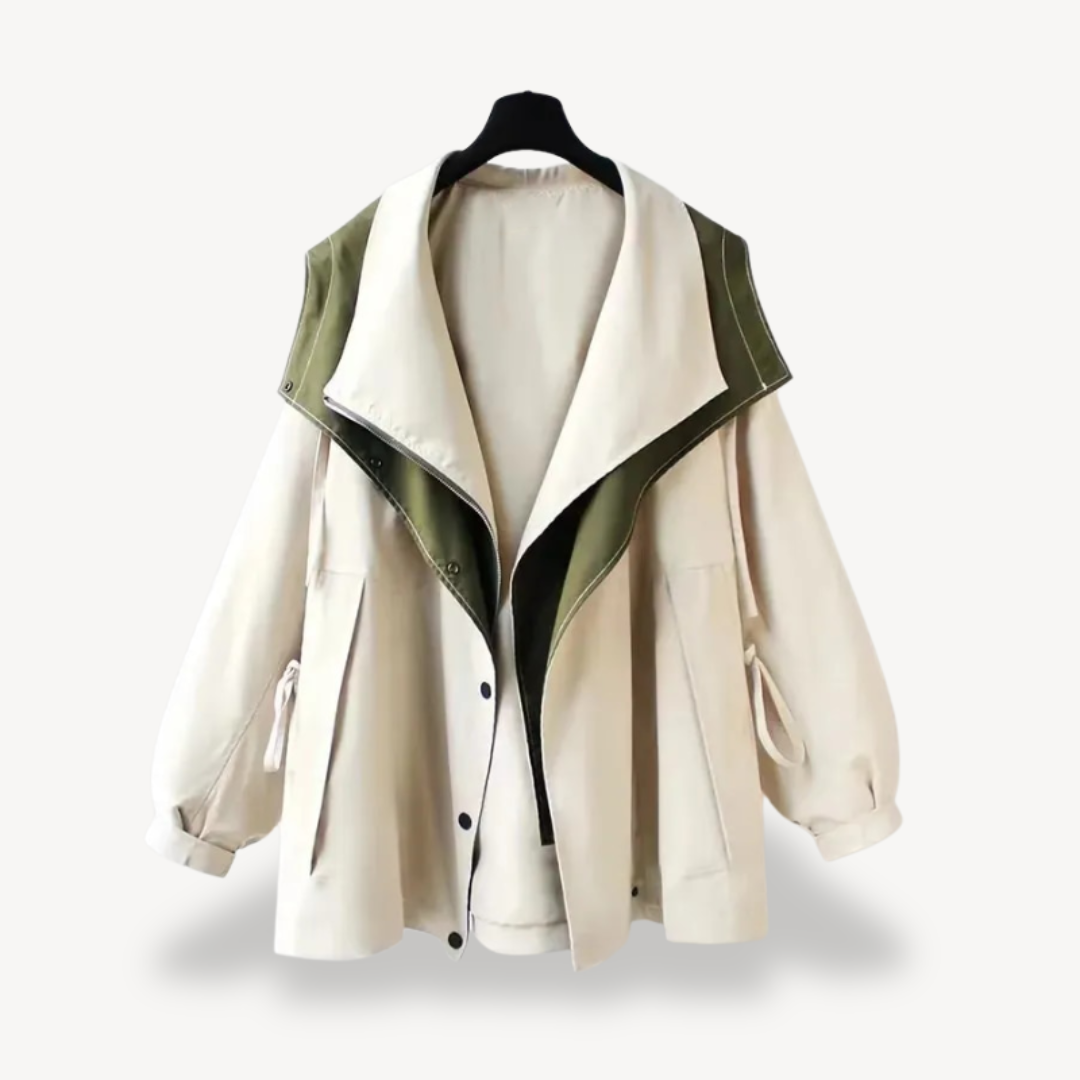 Moderne Damen Trenchcoat Colorblock Stil