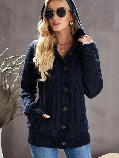 Bequeme Strickjacke mit Kapuze Casual Look