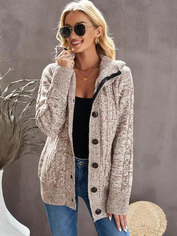 Bequeme Strickjacke mit Kapuze Casual Look - IdealeKleiden