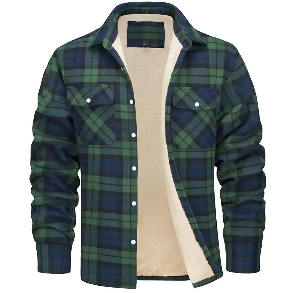 Herren Flanell Hemdjacke Karo Fleece Warm