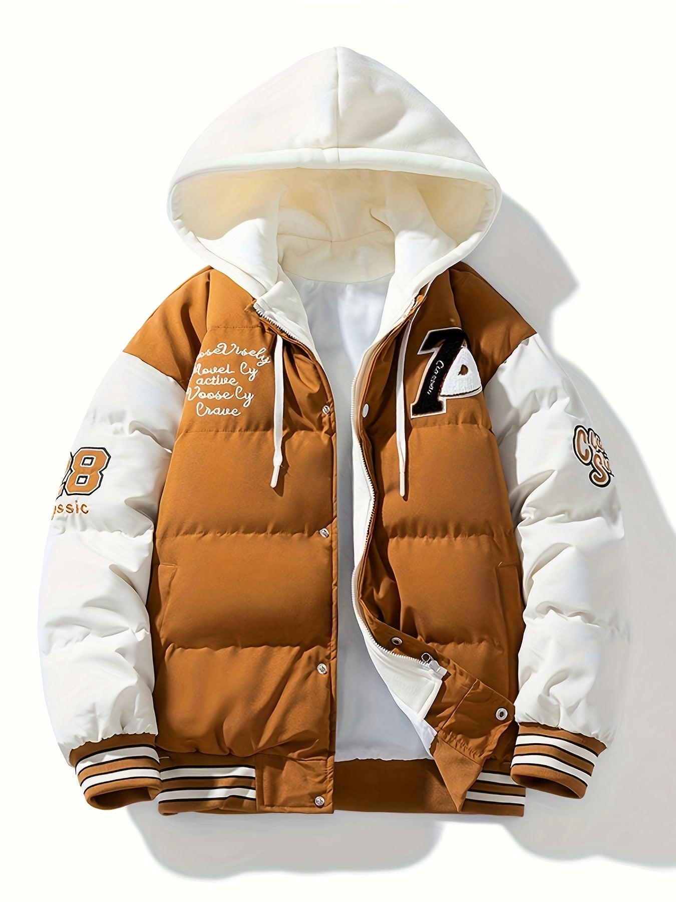 Herren Pufferjacke Warm Isoliert Kapuze