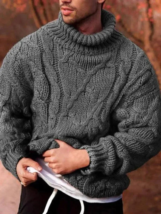Dickes Herren Rollkragen Sweatshirt - IdealeKleiden