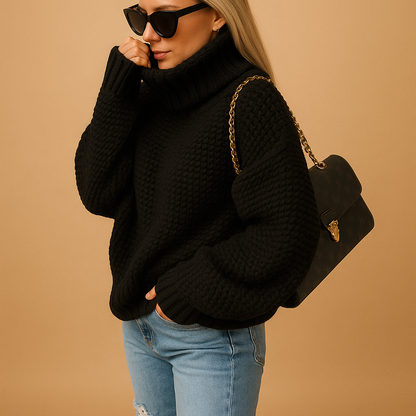 Elegante Damenpullover Rollkragen Strick