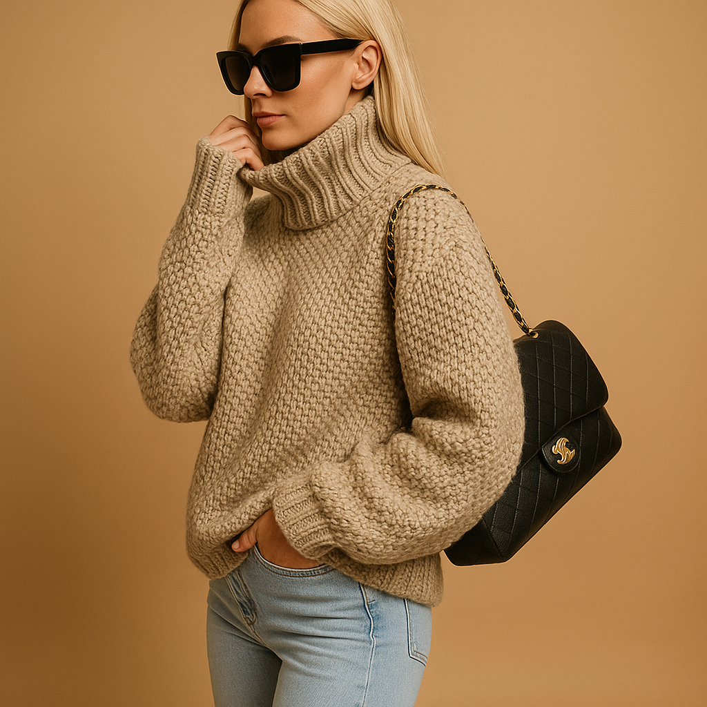 Elegante Damenpullover Rollkragen Strick