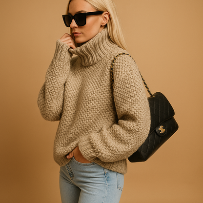 Elegante Damenpullover Rollkragen Strick