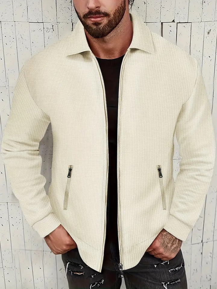Herren Lederjacke Retro Style Reißverschluss