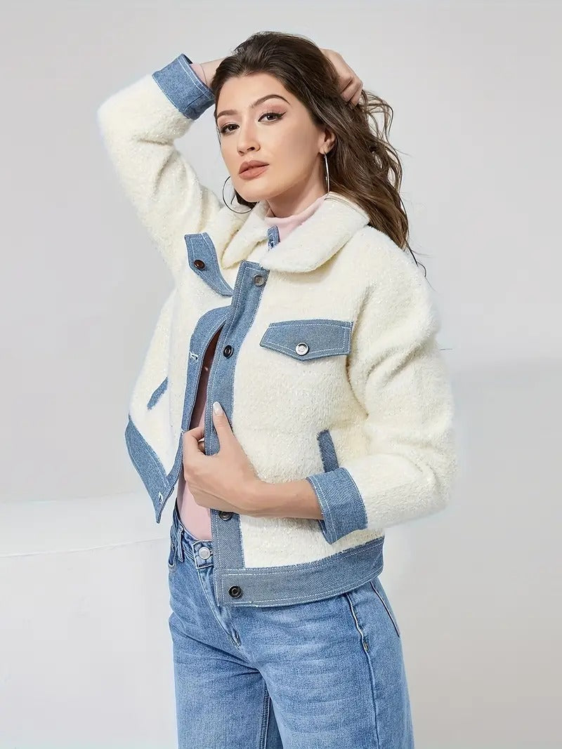 Modische Denimjacke Damen Revers
