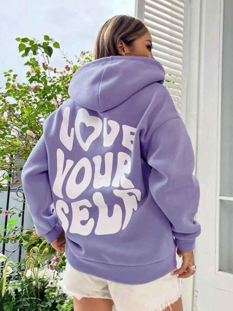 Damen Hoodie Weiß Trendy Druck