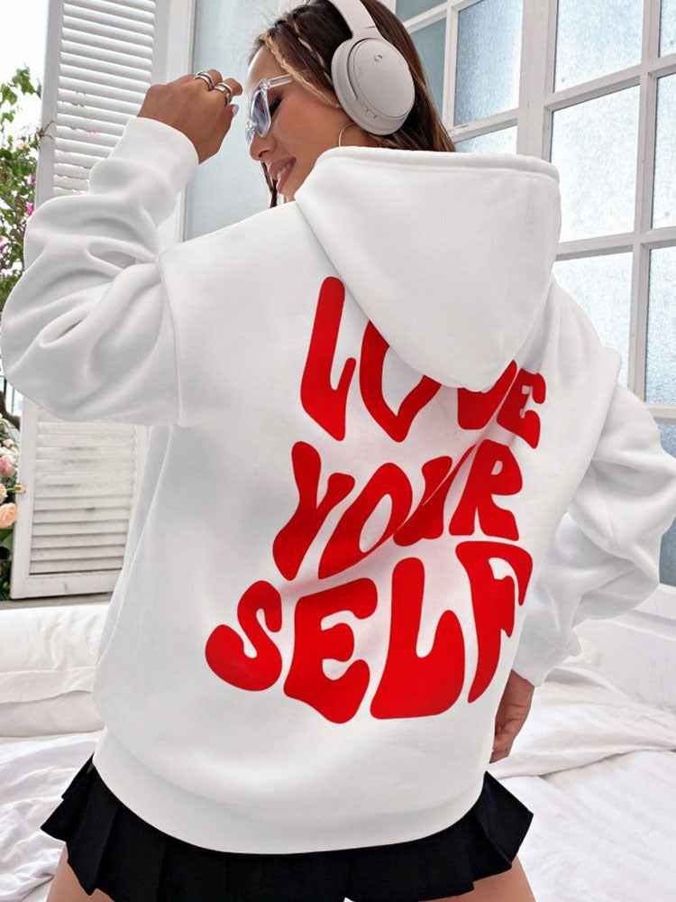 Damen Hoodie Weiß Trendy Druck