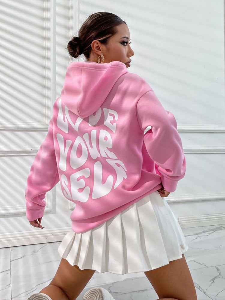 Damen Hoodie Weiß Trendy Druck