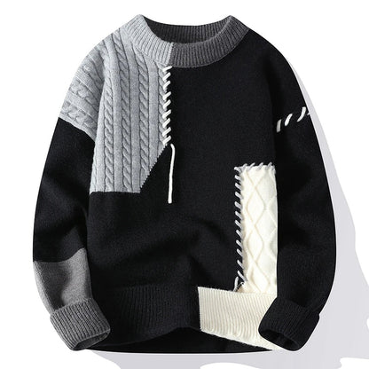 Bunt Gemusterter Patchwork Pullover