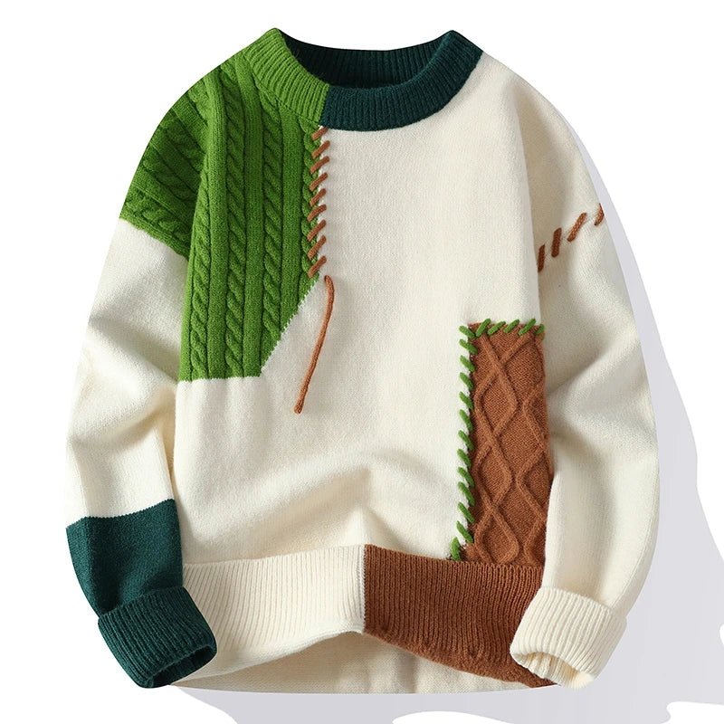 Bunt Gemusterter Patchwork Pullover
