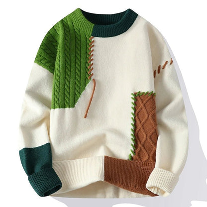 Bunt Gemusterter Patchwork Pullover