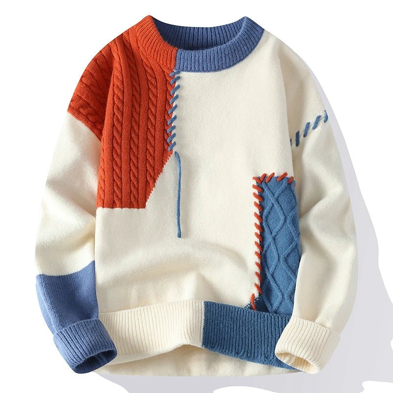 Bunt Gemusterter Patchwork Pullover