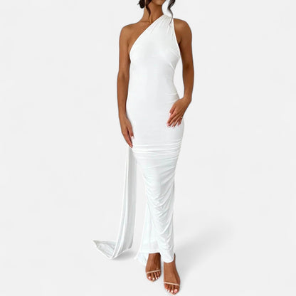 Damen Maxikleid Elegantes Schulterfrei Design