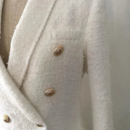 Eleganter Damen Blazer Weiß Tweed - IdealeKleiden