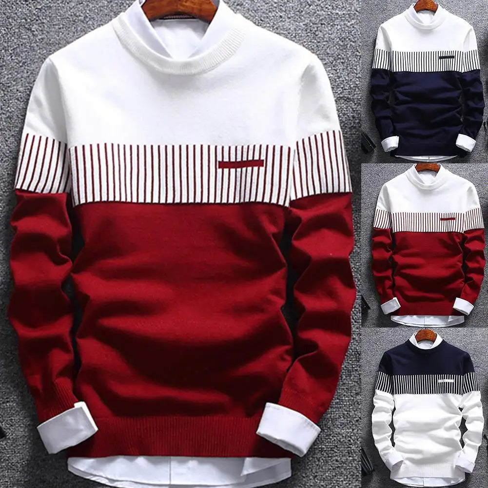 Herren Strickpullover Streifen Modern Design - IdealeKleiden