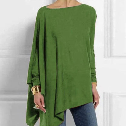 Weite Tunika Oversized Strick Lange Ärmel Asymmetrisch