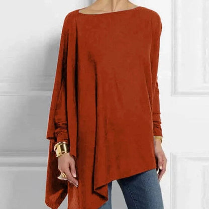 Weite Tunika Oversized Strick Lange Ärmel Asymmetrisch