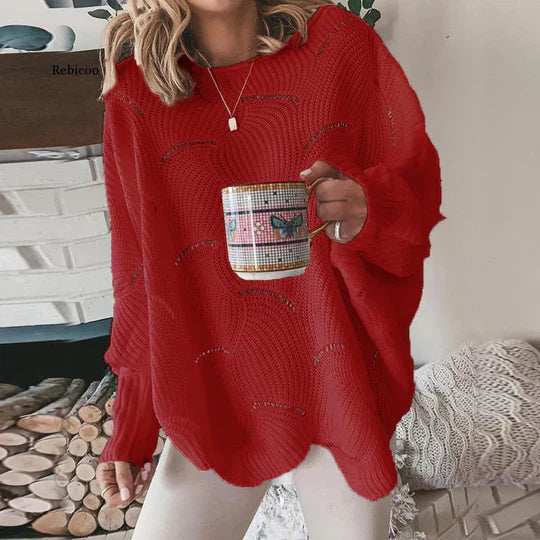 Herbstlich Locker Gestrickter Pullover