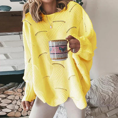 Herbstlich Locker Gestrickter Pullover - IdealeKleiden