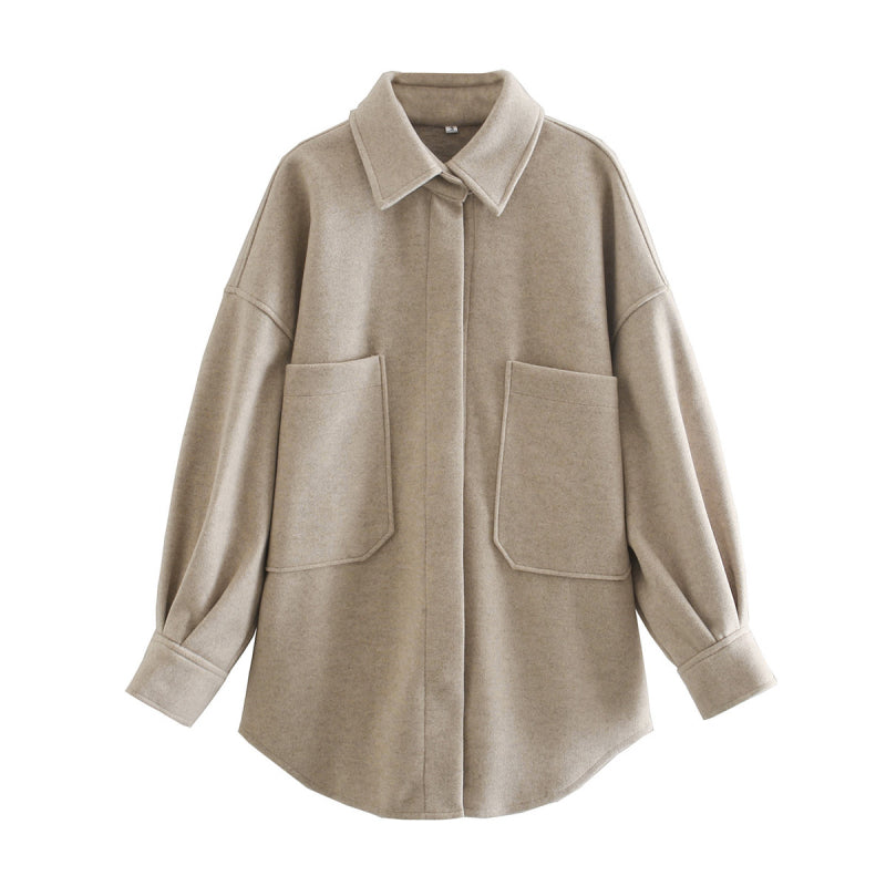 Übergangsjacke Damen Großtaschen Oversized Trend - IdealeKleiden